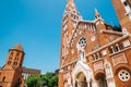 The Votive Church and Cathedral of Our Lady of Hungary and Domotor tower in Szeged, Hungary Royalty Free Stock Photo