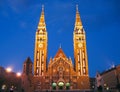 Votive Church at night 09, Szeged, Hungary Royalty Free Stock Photo