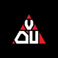VOU triangle letter logo design with triangle shape. VOU triangle logo design monogram. VOU triangle vector logo template with red Royalty Free Stock Photo