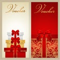 Voucher, Gift certificate, Coupon. Boxes, bow Royalty Free Stock Photo