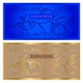 Voucher, Gift certificate, Coupon, ticket template. Guilloche pattern watermark Royalty Free Stock Photo