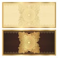 Voucher (gift certificate) template. Gold pattern Royalty Free Stock Photo