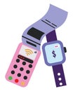 voucher payment illustration and smartwatch