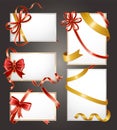 Vouchers or Gift Cards Blank Icons with Ribbons Royalty Free Stock Photo