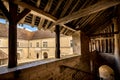 Chateau du Clos de Vougeot courtyard. Cote de Nuits, Burgundy, France. Royalty Free Stock Photo