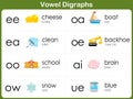 Vowel Digraphs Worksheet for kids Royalty Free Stock Photo