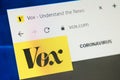 Vox.com Web Site. Selective focus.