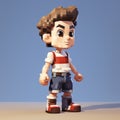 Voxel Art Cartoon Video Game Character Design: Caden As A Kid Royalty Free Stock Photo