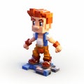 Voxel Art Character Figurine: Lucas - 3d 8 Bit Pixel Cartoon