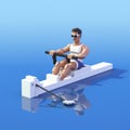 Voxel Art 3d Rendering: Man Rowing On Rowing Machine