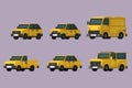 voxel art illustration of isometric vehicles