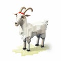Pixel Goat Of The Desert: Isometric Style With Impasto Texture