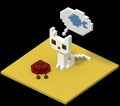 Voxel cat wants fish Royalty Free Stock Photo