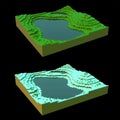 Voxel landscape in two seasons