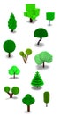 Voxel Low Poly Tree Crown Collection Isometric 3D pixel Art for Design Project Royalty Free Stock Photo