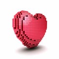 Voxel or pixel heart symbol