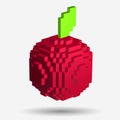 Voxel Red Apple in Pixel Style on white background Royalty Free Stock Photo