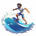 Voxel Surfer A Stunning 2d Game Art With Mosaic-like Watercolor Illustrations