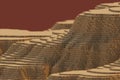 Voxels mountains computer generated landscape Royalty Free Stock Photo