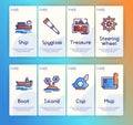 Voyage items color linear icons set