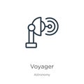 Voyager icon. Thin linear voyager outline icon isolated on white background from astronomy collection. Line vector sign, symbol