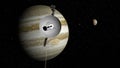 Voyager space probe approaching Jupiter.