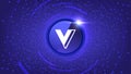 Voyager Token VGX coin crypto currency themed banner. VGX icon on modern blue color background