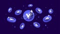 Voyager Token VGX coins falling from the sky. VGX cryptocurrency concept banner background