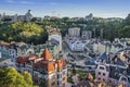 Vozdvizhenka elite district in Kiev, Ukraine . Top view on the roofs of buildings. Royalty Free Stock Photo