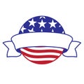 USA flag inside circle with blank banner for title