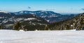 Vozka and Keprnik hills in winter Jeseniky mountains in Czech republic Royalty Free Stock Photo