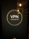 VPN Interface Displaying Spoofed Server IP With a Glowing Effect in a Dimly Lit Environment for Enhanced Privacy Online Royalty Free Stock Photo