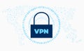 VPN network security symbol with a padlock and binary data