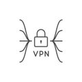 VPN protection line outline icon