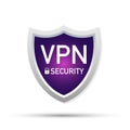 VPN Safety Shield sign on white background.