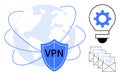 VPN Security Shield Protecting Global Connections and Secure Communication Online Royalty Free Stock Photo