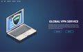 VPN service isometric banner