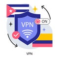 VPN service. Virtual pivate network access. Secure Internet connection