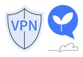 VPN Shield With Eco-Friendly Speech Bubble and Cloud Element Royalty Free Stock Photo
