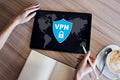 VPN - Virtual perivate network. Internet conncetion privacy concept.