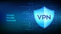 VPN. Virtual private network icon made with binary code. Data encryption, IP substitute. Secure VPN connection. Cyber security and Royalty Free Stock Photo