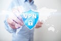 VPN Virtual Private network protocol. Cyber security and privacy connection technology. Anonymous Internet.