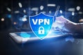 VPN Virtual Private network protocol. Cyber security and privacy connection technology. Anonymous Internet.