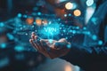 VPN virtual private network security internet tunneling protocol concept. Man using VPN to Remote Server Royalty Free Stock Photo