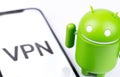 VPN Virtual Private Network symbol, icon on screen smartphone