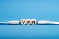 Vpn written on a wooden cubes. Secure and private Internet access. Blocked sites Royalty Free Stock Photo