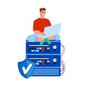 Vps Hosting Internet Service Using Man Vector Royalty Free Stock Photo