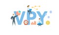 VPY, Versus Prior Year. Concept with keywords, people and icons. Flat vector illustration. Isolated on white.