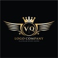 VQ Letter Initial with Royal Wing Logo Template