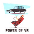 VR Car Driving Simulator Cartoon Royalty Free Stock Photo